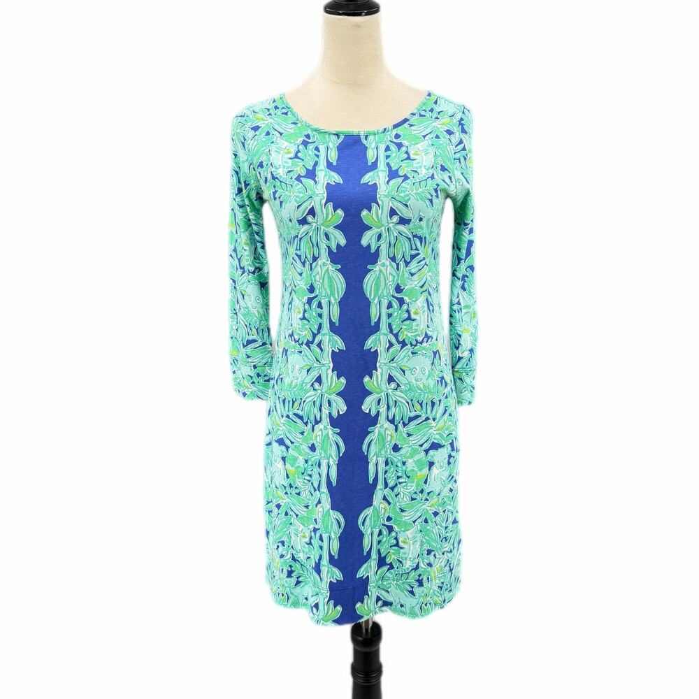 Lilly Pulitzer Marlowe Pima Cotton Long Sleeve Poolside Blue Koala Shirt Dress